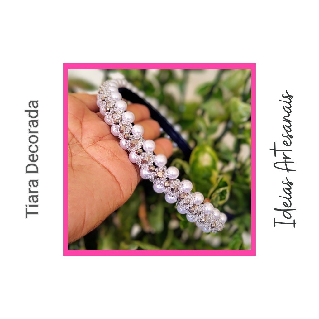 Tiara Decorada com Miçangas