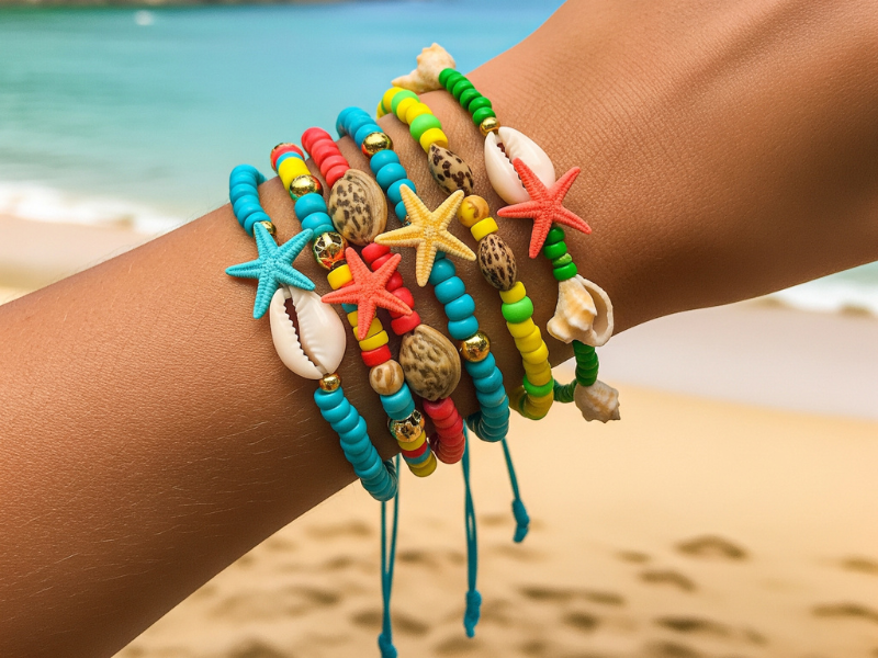 Pulseiras artesanais com miçangas