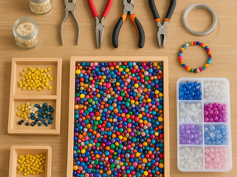Materiais coloridos para artesanato em bijuterias