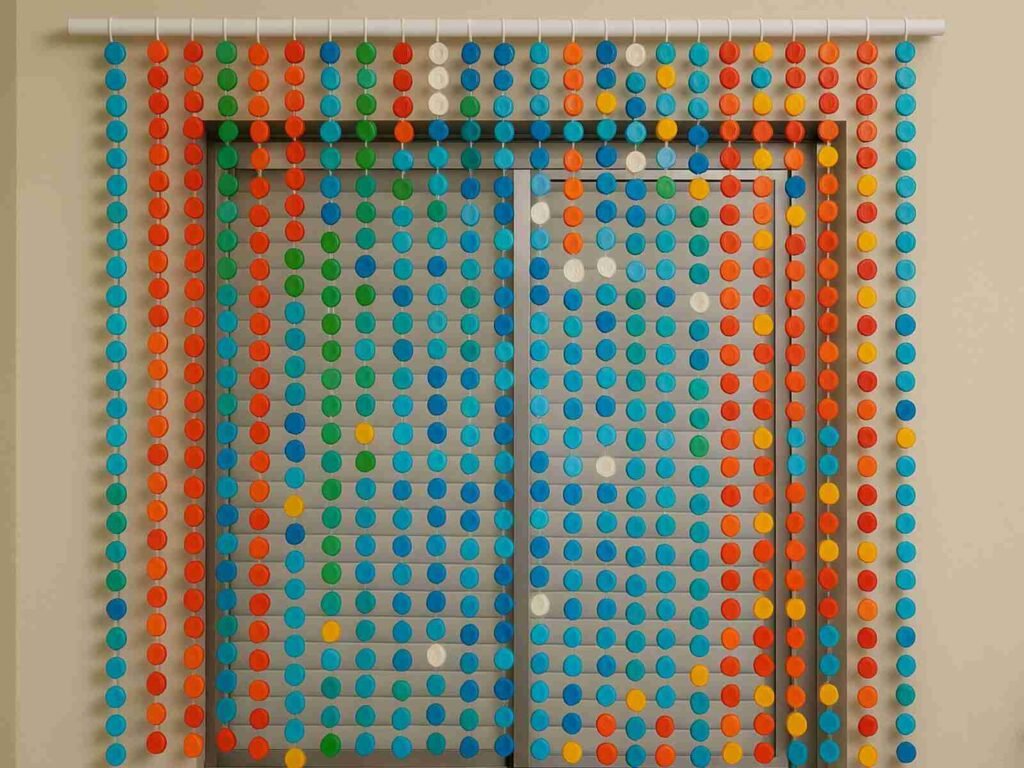 Cortina feita com peças de artesanato