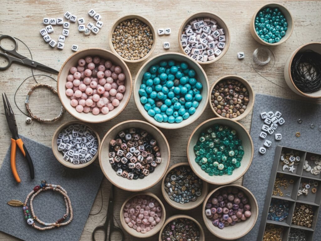 Diversas contas organizadas em tigelas sobre uma mesa