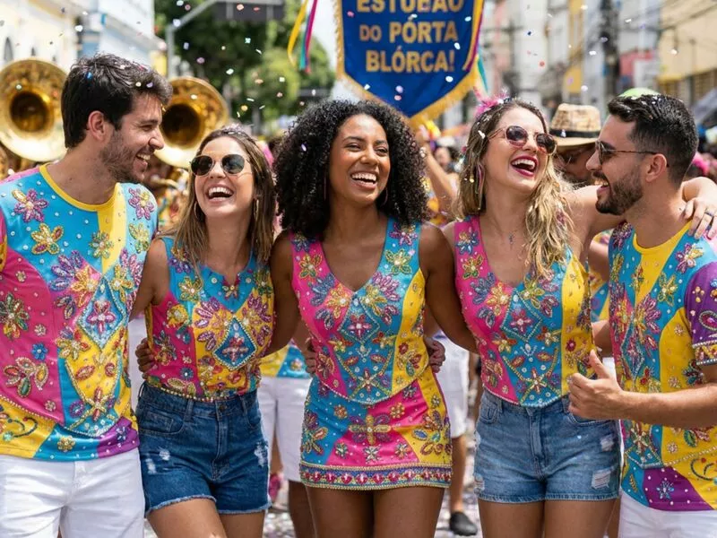 Grupo de amigos se divertindo no carnaval