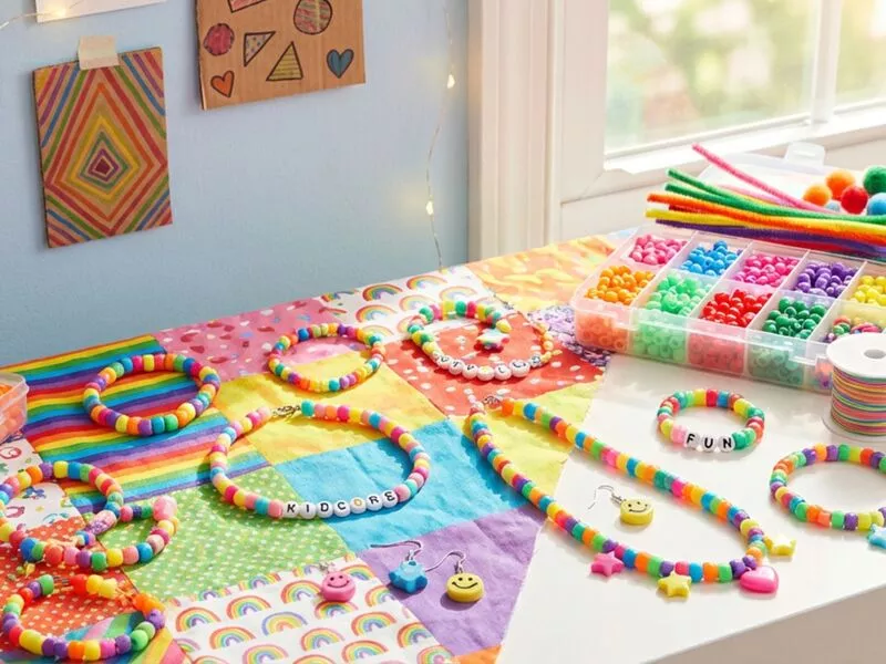 Mãos com pulseiras coloridas e anéis divertidos