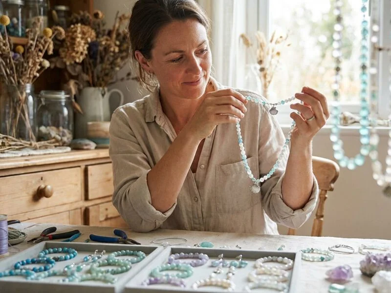 Mulher fazendo artesanato