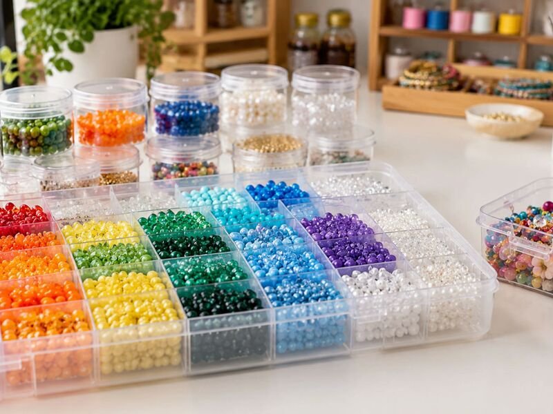 Organizador com diversas contas coloridas